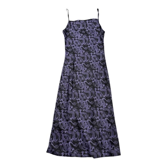 ARDENE Dragon Print Shiny Faux Silk Satin Long Slip Dress Womens Medium - Picture 1 of 4